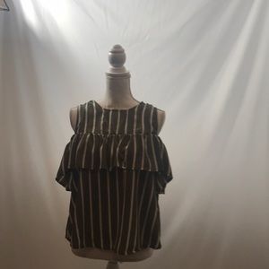 Belle tweed olive green with white stripes